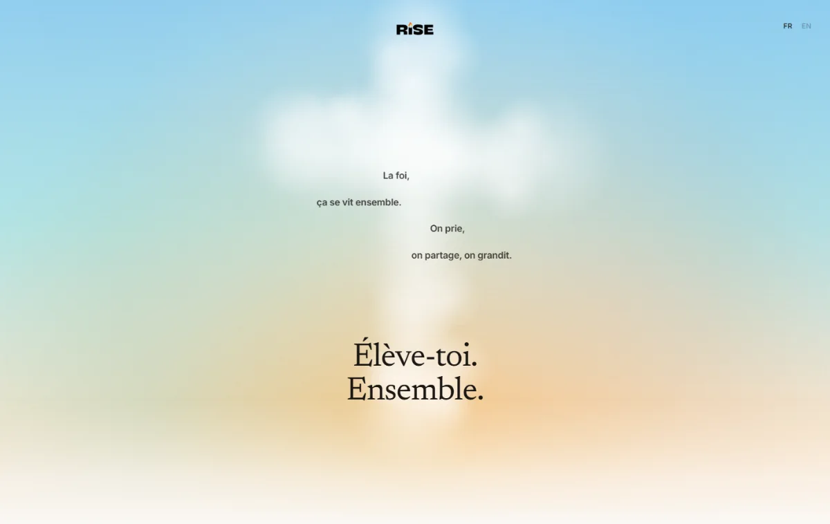 Le haut du site riseapp.app, sur ordinateur